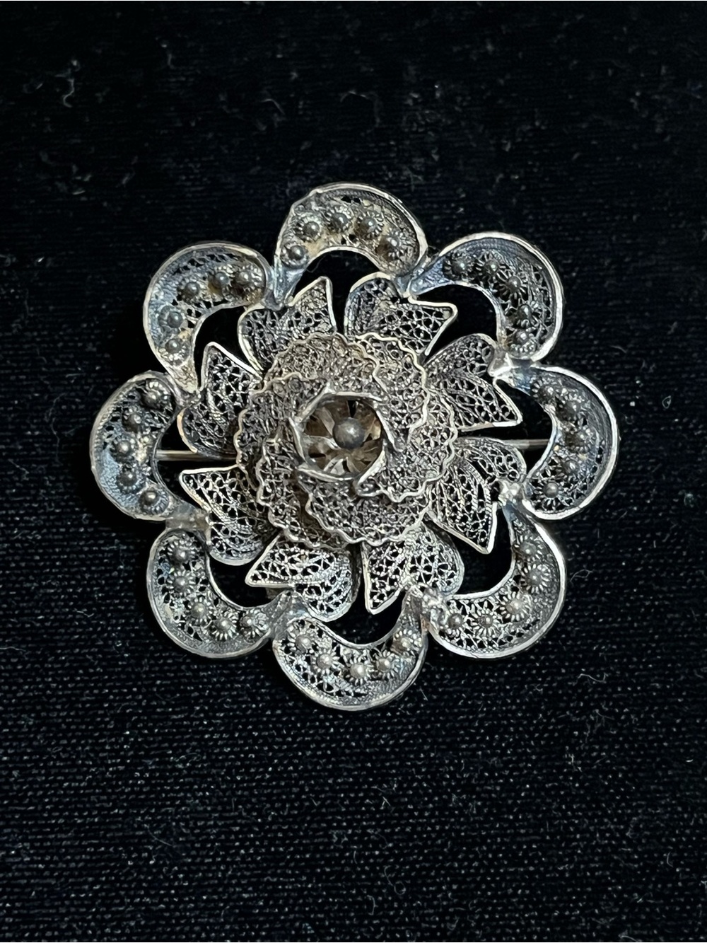 Vintage Floral Filagree Brooch